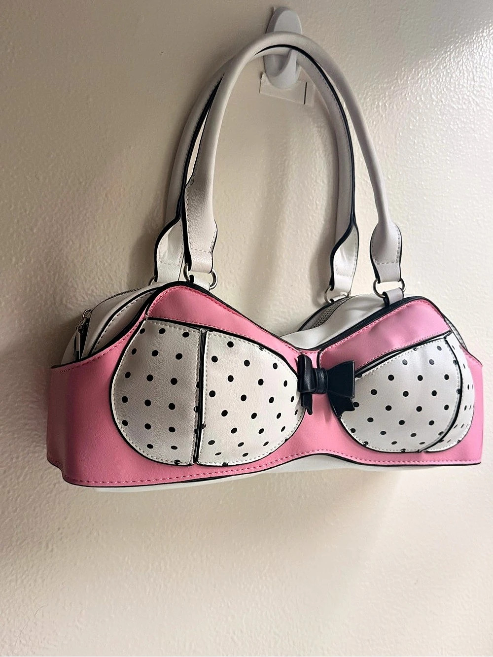 Pink & White Polka Dot Shoulder Bag Like New